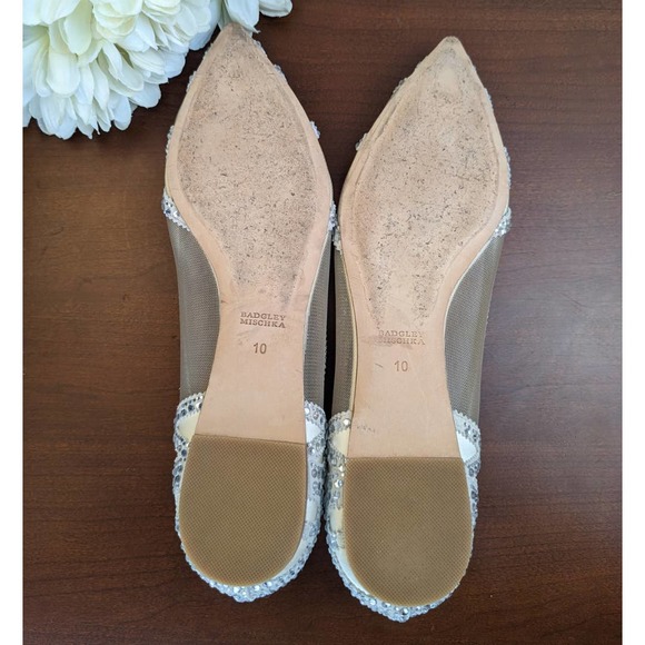 Badgley Mischka GORGEOUS Gigi Crystal Pointed Toe Ivory Flats-10 - Picture 10 of 10